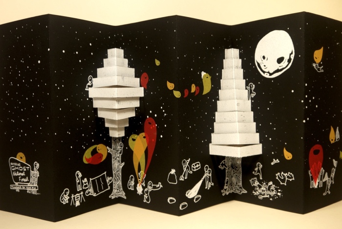 Ghost National Forest, screenprinted pop-up book - kim ku